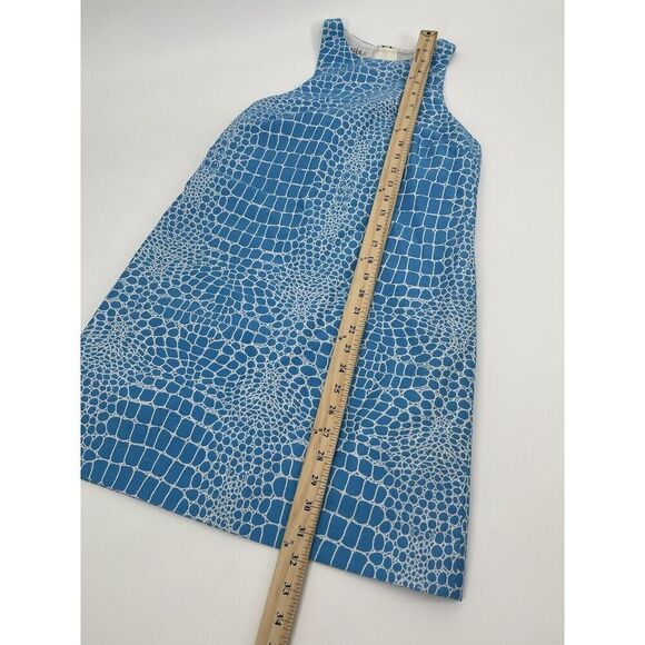 Tibi Mini Shift Racerback Dress Blue White Crocodile Print Women’s Size 2 - Picture 6 of 8